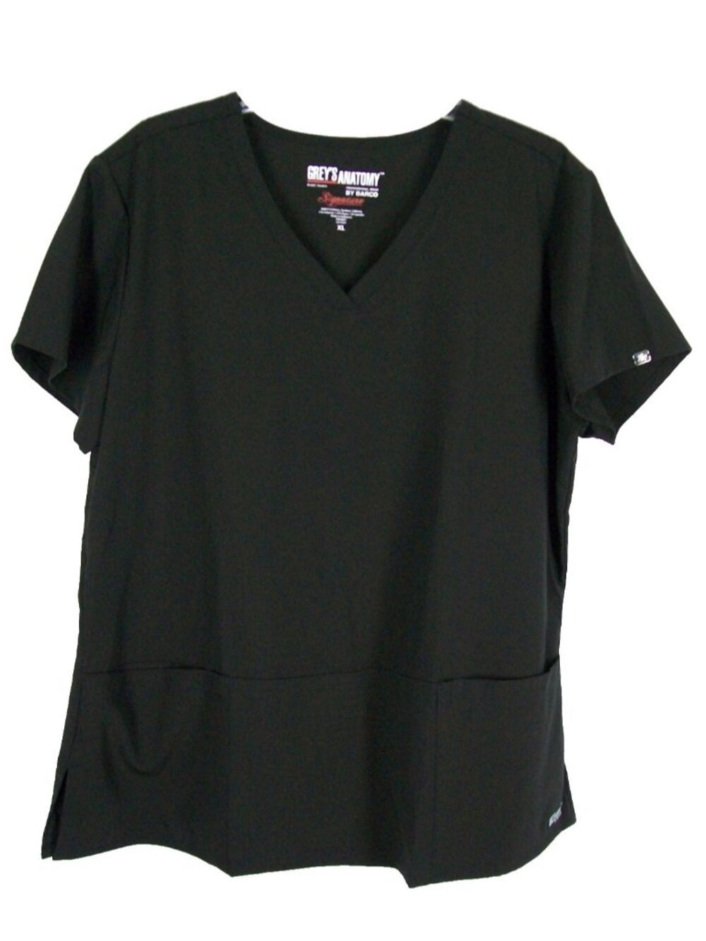 Grey's Anatomy Scrub Top XL Black Signature Womens Vneck Barco